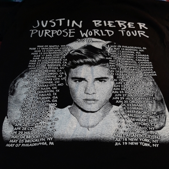 Justin Bieber Purpose World Tour 2016 Tshirt - Picture 3 of 8